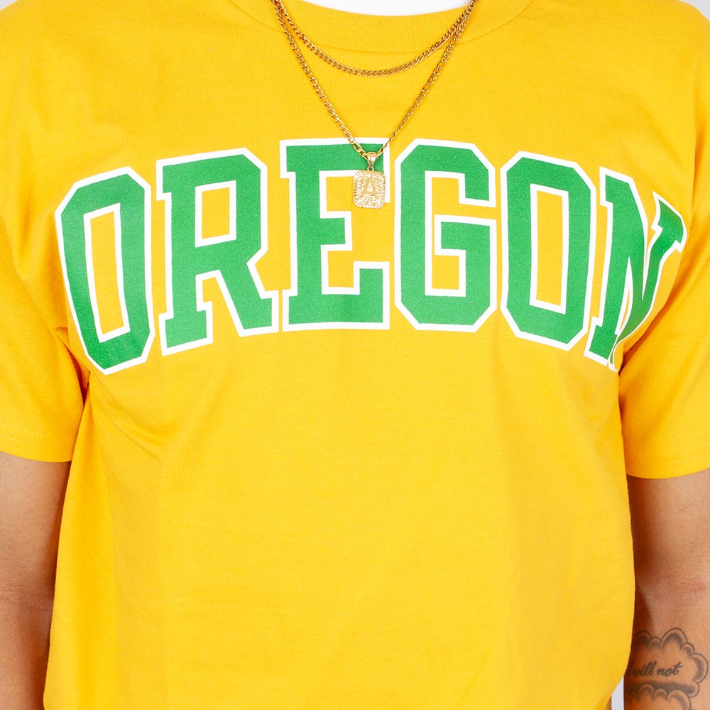 Arched Oregon, Champion, Yellow, Crew Neck, Cotton Blend, Men, T-Shirt, 942063